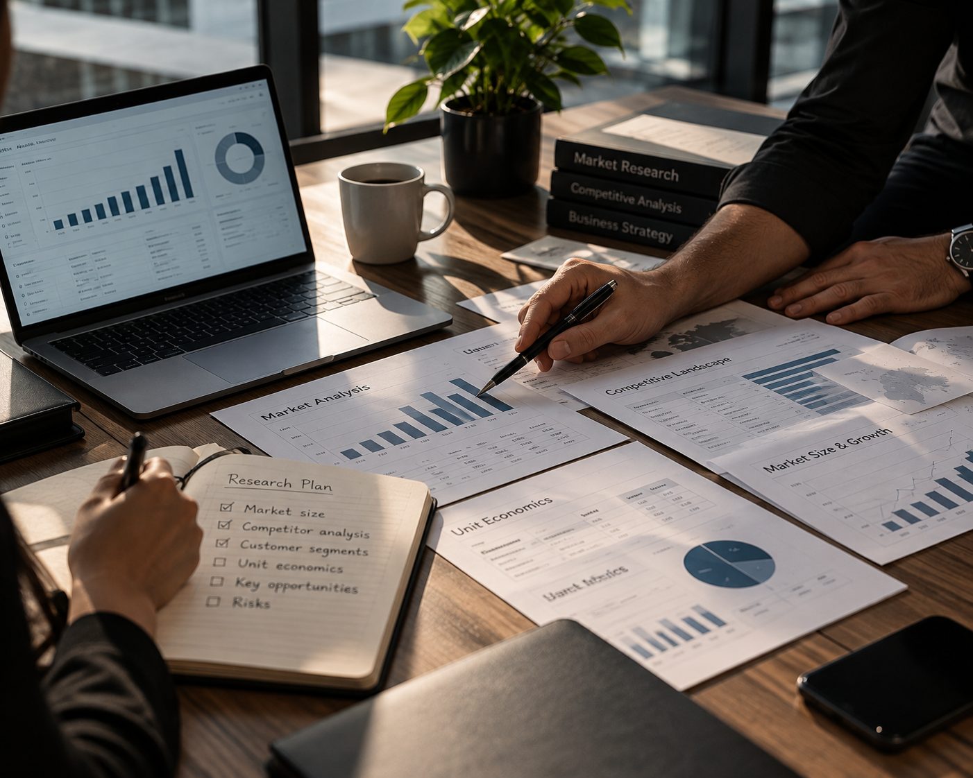 Business intelligence dashboard on a modern workstation