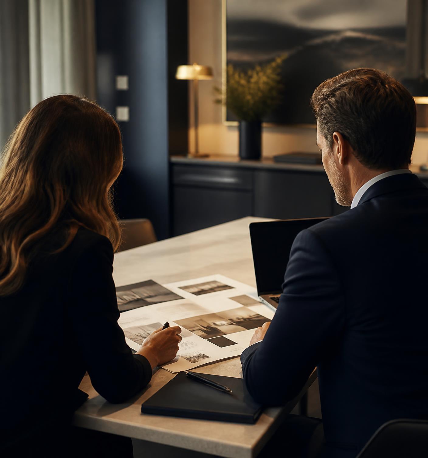 Consultants reviewing a project proposal with a client